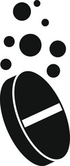 Simple icon of a round pill dissolving with bubbles fizzing