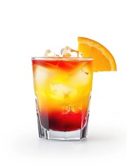 A refreshing beverage featuring freshly squeezed orange juice, accompanied by a decorative slice of orange atop its brim