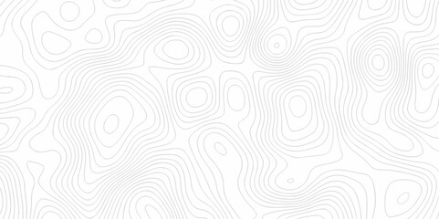 White wave line geography landscape Topo contour map on white background. Geographic mountain relief diagram line wave carve pattern. Topographic world map contour lines map texture.