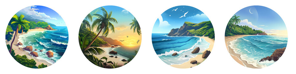 Obraz premium Coastline clipart collection, symbol, logos, icons isolated on transparent background