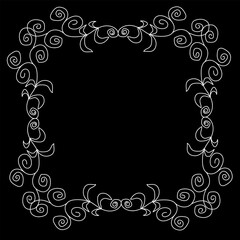 Original white frame in doodle style on a black background
