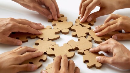 The hands assembling puzzle
