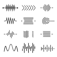 Outline icon set of Sound Wave 
