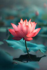 Obraz premium Epitome of Purity and Enlightenment: A Spectacular Display of A Lotus in Bloom