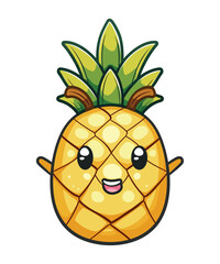 Floating pineapple cartoon vector icon Illustration, Food Nature Icon Concept Isolated Vector. Flat Cartoon Style