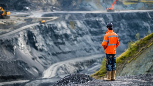Worker inspecting copper ore in a mining operation, highlighting the process of extracting and processing minerals critical for modern electronics and infrastructure