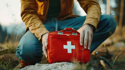 Man performing first aid, suitable for medical training materials