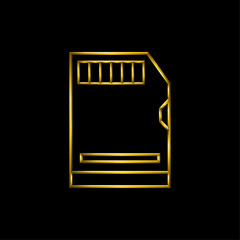 SD card icon. Metallic gold icons set collection.	