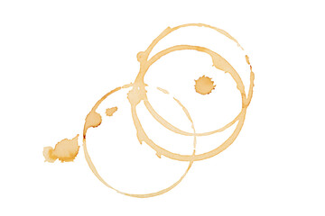 Coffee stains isolated on white background. Coffee prints.Round stain isolated, cafe stain fleck...