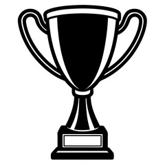 Minimalist illustration of Award cup vector silhouette  on white background.
