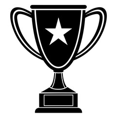 Minimalist illustration of Award cup vector silhouette  on white background.