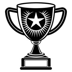 Minimalist illustration of Award cup vector silhouette  on white background.