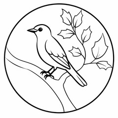 Bluebird in tree vector silhouette 