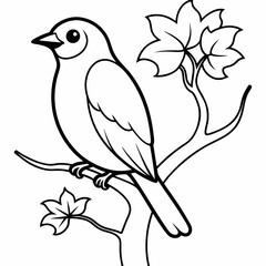 Bluebird in tree vector silhouette 