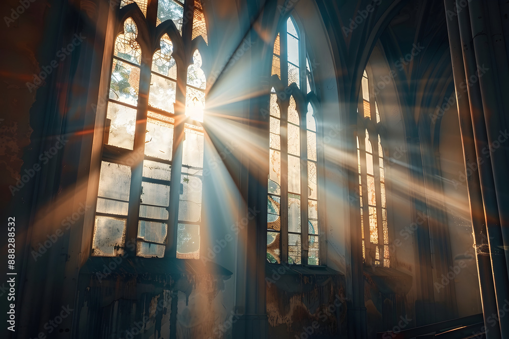 Wall mural light going through a church window