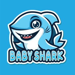 Smile Baby Shark Mascot Logo Design