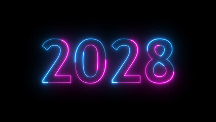 Neon text calendar 2028 illustration