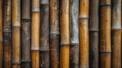 Fototapeta premium Close-Up of Bamboo Stems Creating a Natural Textured Background, Perfect for Tropical Design