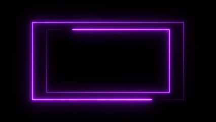 Neon light blue purple rectangle frame loading icon background in retro style, 4k illustration.	