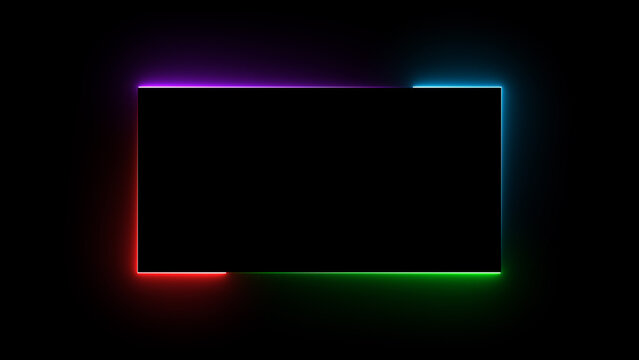 Glowing Neon light rectangle frame loading icon background in retro style, 4k illustration.	