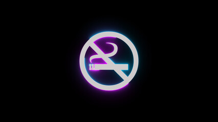 Neon Light texture no smoking icon background illustration.	
