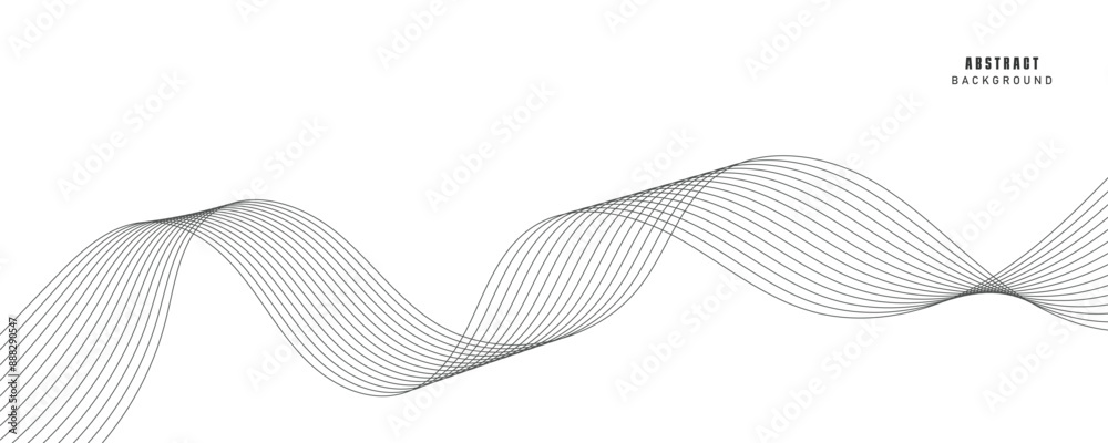 Wall mural Vector abstract background with dynamic grey waves.
