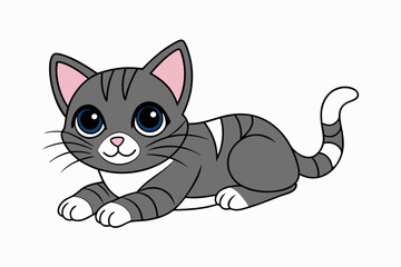 Cat lying color vector animal.