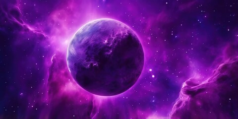 Fototapeta premium Purple background with nebula space and star 