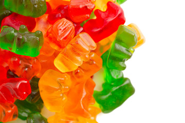 Rainbow Colored Bear Shaped Gummy Candy Isolated on a White Background