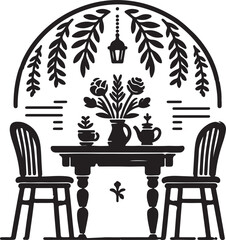 table and silhouette vector style 