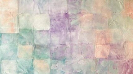 Soothing abstract squares in pastel hues, gentle transitions and subtle textures, ideal for wellness magazine covers. Abstract texture squares patterns for publication
