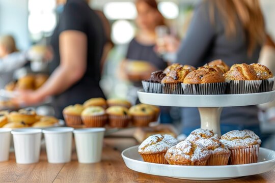 Close-up of a woman eating during her coffee break