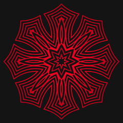 Black background, cover design, banner, logo. Geometric tribal red elegant pattern. Ethnic element. Ornaments, mandala, handmade East, Asia, India, Mexico, Aztec, Peru.