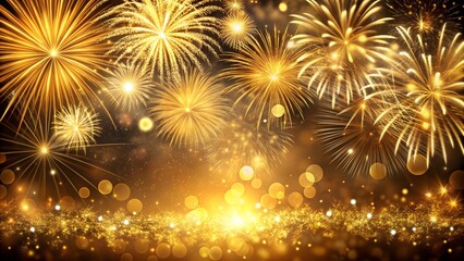 exploding with a multitude of bright burning fireworks lights in the night sky