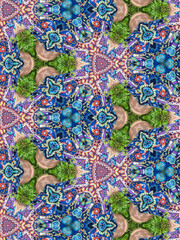 Fototapeta premium Peacock Green blue Flower mandala ornament banner Textured background. Ornate illustration.