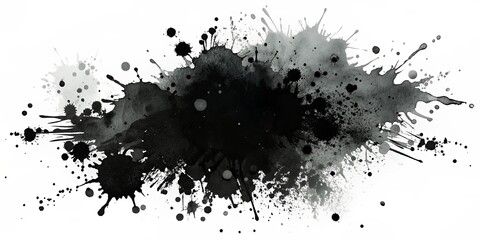 Obraz premium Abstract Black Ink Splatter, Watercolor, Artistic, Texture, Design, Background, Splashes