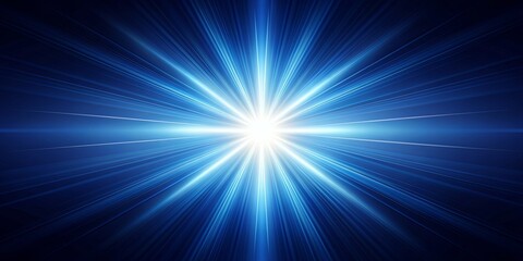 Obraz premium Abstract Blue Light Rays Radiating From Center, Digital Art, Blue, Light, Rays , Abstract