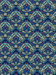 Peacock Green blue Flower mandala ornament banner Textured background. Ornate illustration.