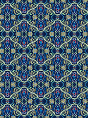 Peacock Green blue Flower mandala ornament banner Textured background. Ornate illustration.