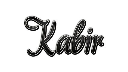 Fototapeta premium black metal 3d design of Hindi name Kabir on white background. 