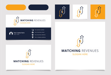 Fototapeta premium Matching revenues logo concept featuring up and down arrows forming letter s for business card