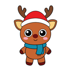 Happy new year merry Christmas cute animal cartoon vector illustration.