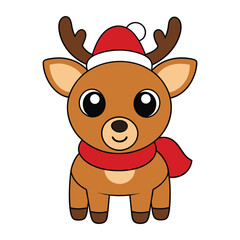 Happy new year merry Christmas cute animal cartoon vector illustration.