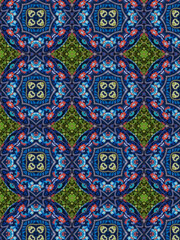 Peacock Green blue Flower mandala ornament banner Textured background. Ornate illustration.