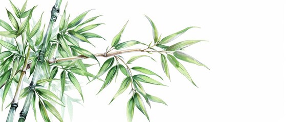 Fototapeta premium Bamboo illustrated with graceful watercolor stalks isolate on white background