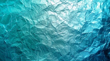 Obraz premium Abstract Crinkled Turquoise Background, Texture, Paper, Design, Pattern