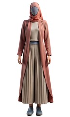 Obraz premium Elegant modest fashion, Mannequin in cardigan and pleated skirt