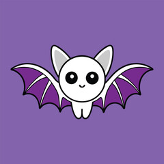 Spooky Halloween white bat vector illustration.