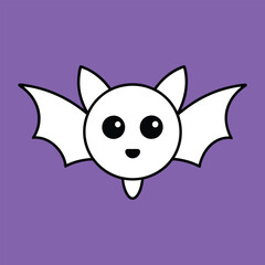 Spooky Halloween white bat vector illustration.