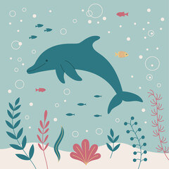 A flat art vector illustration featuring a blue crab.